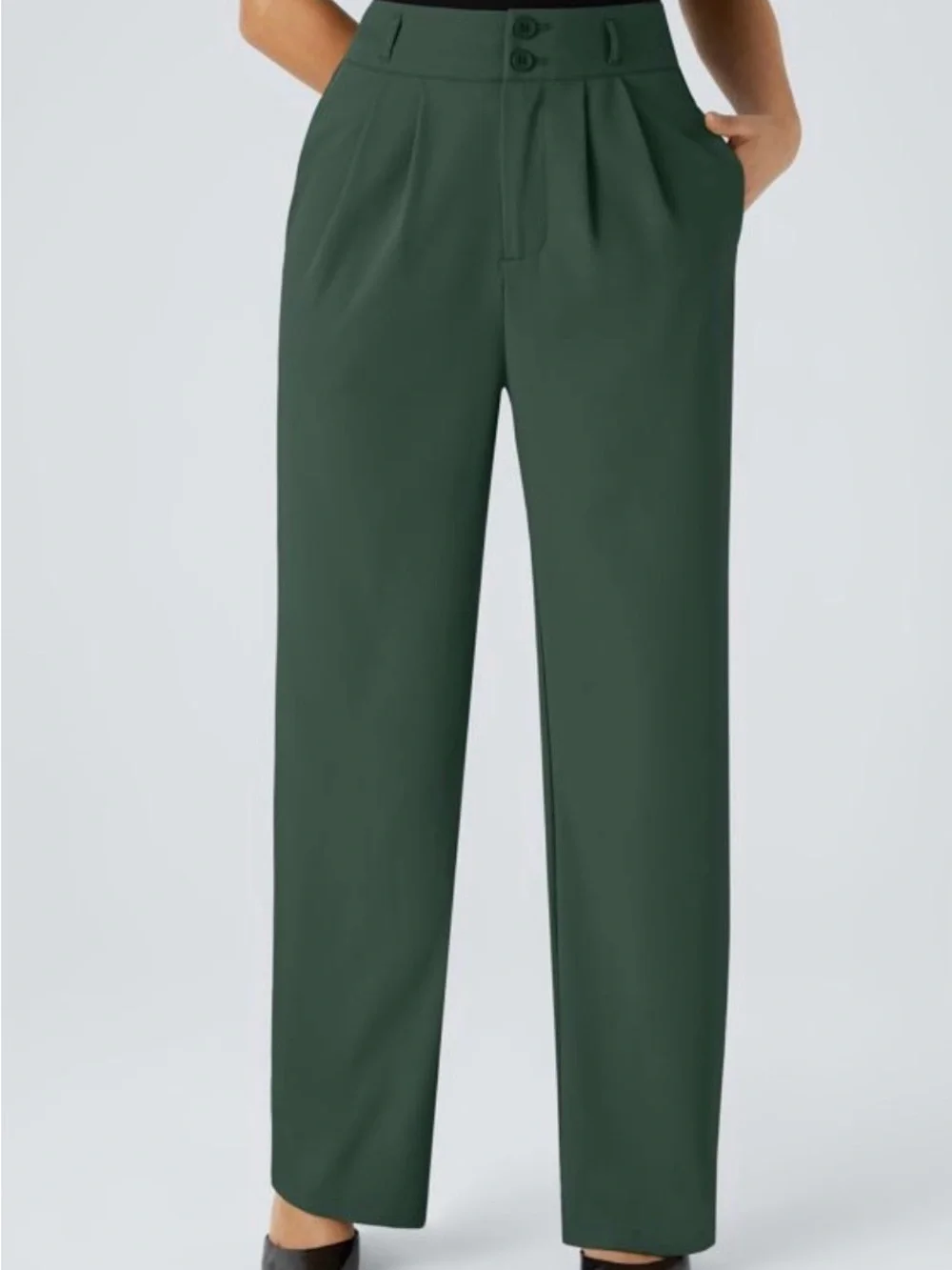 HALARA Forest Green High-Rise Straight Leg Suit Pants - Picture 2 of 9